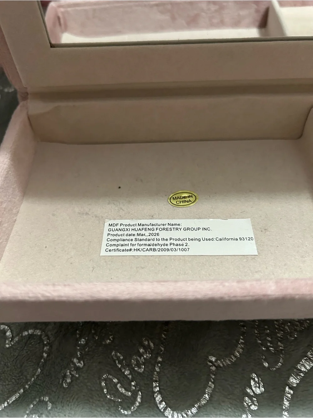 NWT Hilabee, Plush Heart-Back Pink Loveseat Sofa Jewelry Box with Mirror